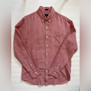 J. Crew Slim Men's Medium Shirt Long Sleeve Red White Baird McNutt Irish Linen